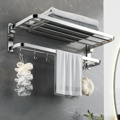 BowLift | Polished Chrome Modern Bathroom Accessory Set in Stainless Steel with Bath Shelf/Towel Bar