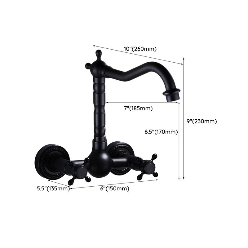 Kalsten | Black Wall-Mounted Bathroom Faucet American Classic Widespread Sink Faucet