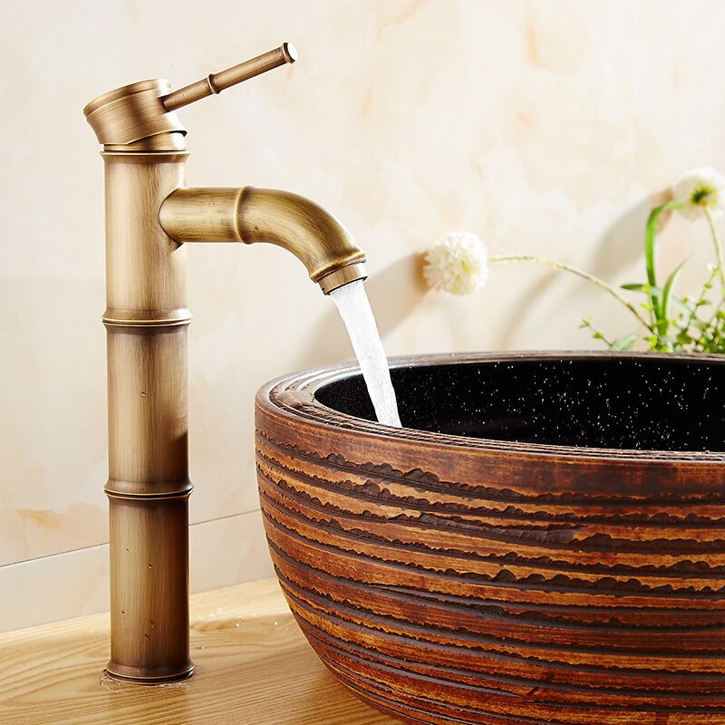 BowLift | Farmhouse Brass Bathroom Faucet With Lever Handle Single Hole Sink Faucet