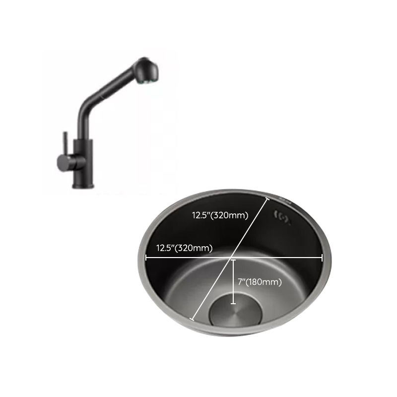 BowLift | Kitchen Sink Round Single Bowl Color and Scratch Resistant Under-mounted Stainless Steel Kitchen Sink