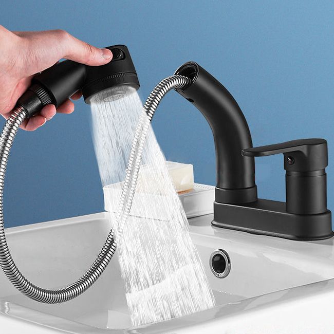 Kalsten | Modern Style Sink Faucet Copper Handle Low Arc Pull-Out Sink Faucet
