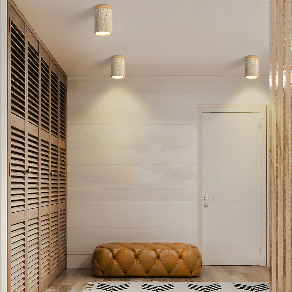 Wood Cylinder Flush Mount Ceiling Lamp Kalsten