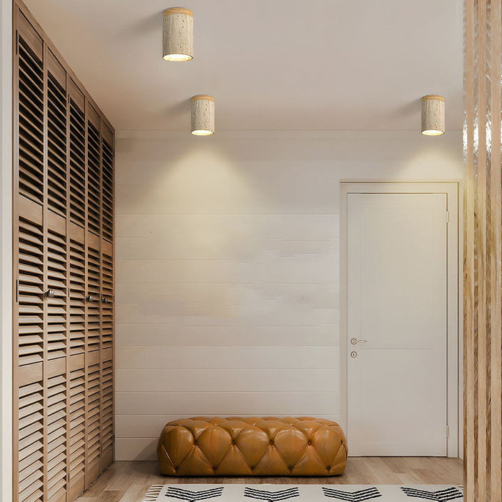 Wood Cylinder Flush Mount Ceiling Lamp Kalsten