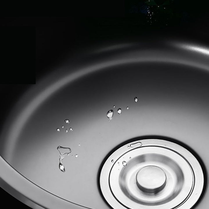 Kalsten | Single Bowl Kitchen Sink Round Stainless Steel Sink with Drain Strainer Kits