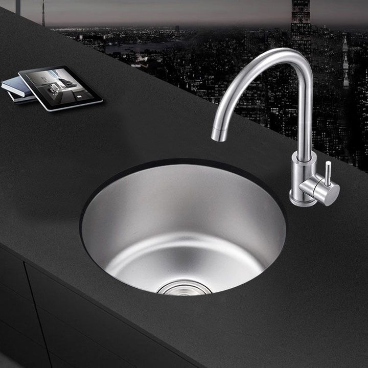 Kalsten | Round Stainless Steel Sink Built-in Sink with Basket Strainer
