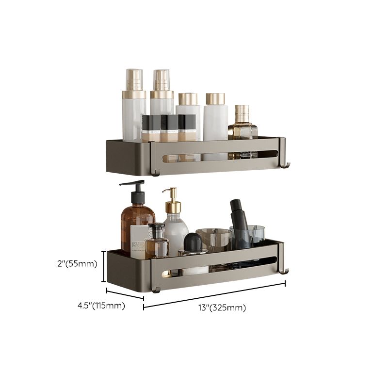 Kalsten | Contemporary Aluminum Bathroom Accessory Set Gray Bath Shelf