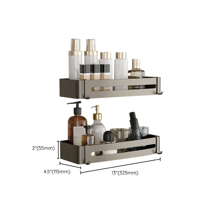 Kalsten | Contemporary Aluminum Bathroom Accessory Set Gray Bath Shelf