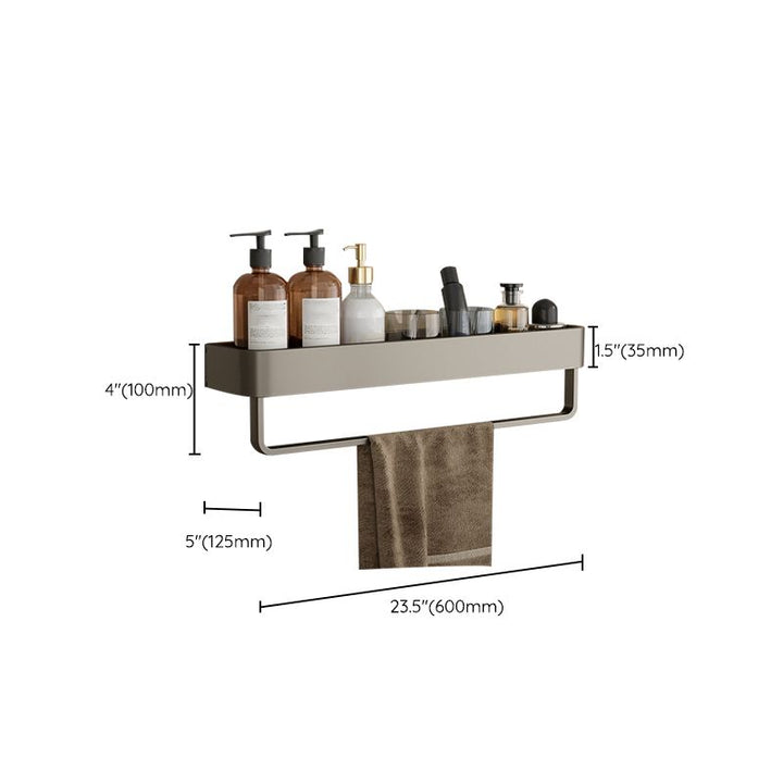Kalsten | Contemporary Aluminum Bathroom Accessory Set Gray Bath Shelf