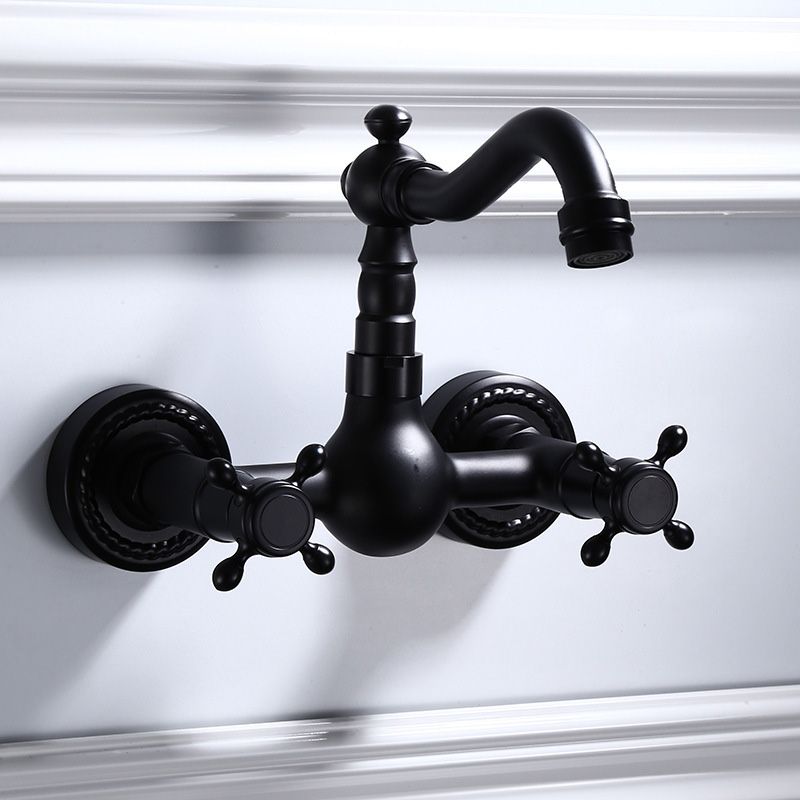 Kalsten | Black Wall-Mounted Bathroom Faucet American Classic Widespread Sink Faucet