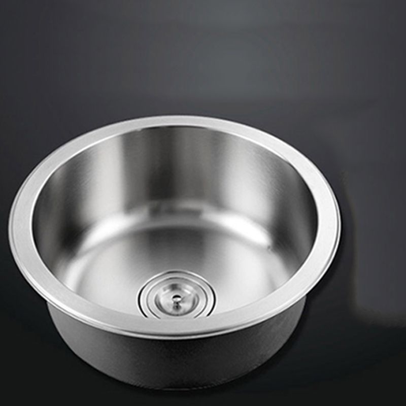 Kalsten | Contemporary Single Bowl Kitchen Sink Round Stainless Steel Sink with Drain Strainer Set