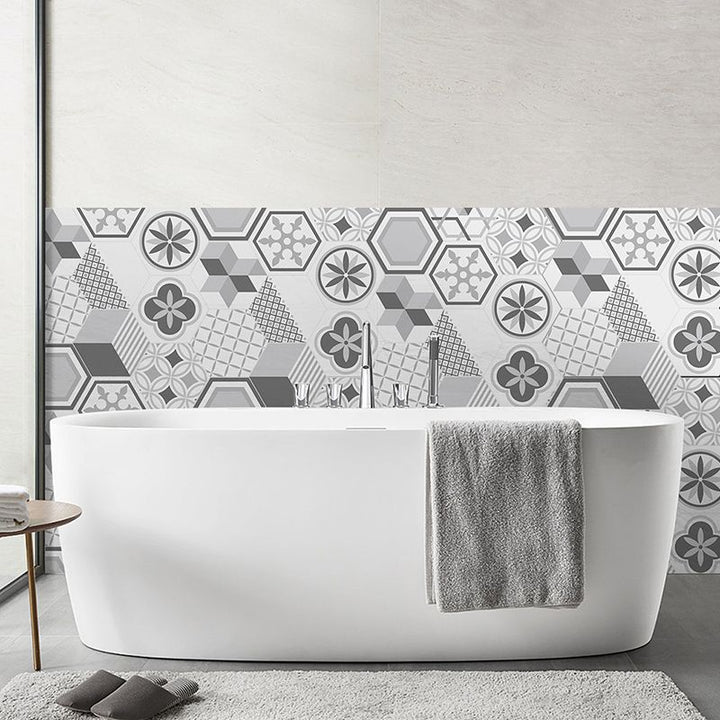 Kalsten | Plastic Mosaic Tile Wallpaper Hexagonal for Stick-On and Removable Back Wall Tile