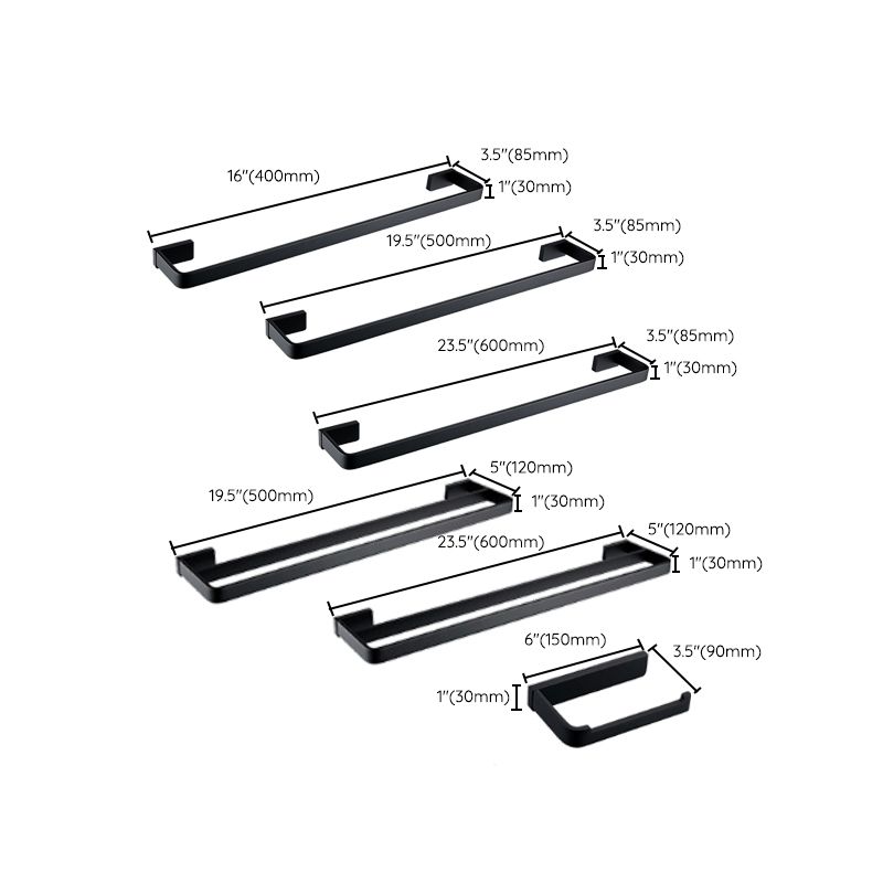 BowLift | Black Bathroom Accessories Hardware Set with Towel Rail and Bath Shelf