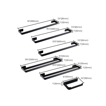 BowLift | Black Bathroom Accessories Hardware Set with Towel Rail and Bath Shelf