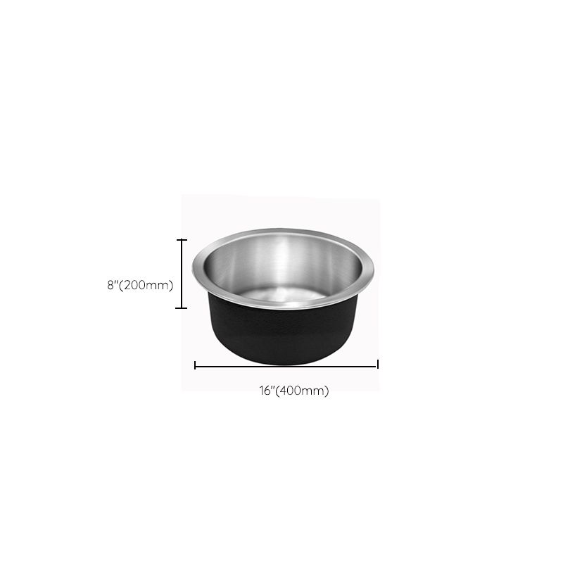 Kalsten | Contemporary Single Bowl Kitchen Sink Round Stainless Steel Sink with Drain Strainer Set
