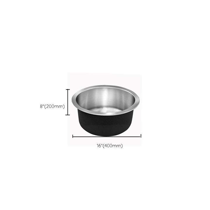 Kalsten | Contemporary Single Bowl Kitchen Sink Round Stainless Steel Sink with Drain Strainer Set