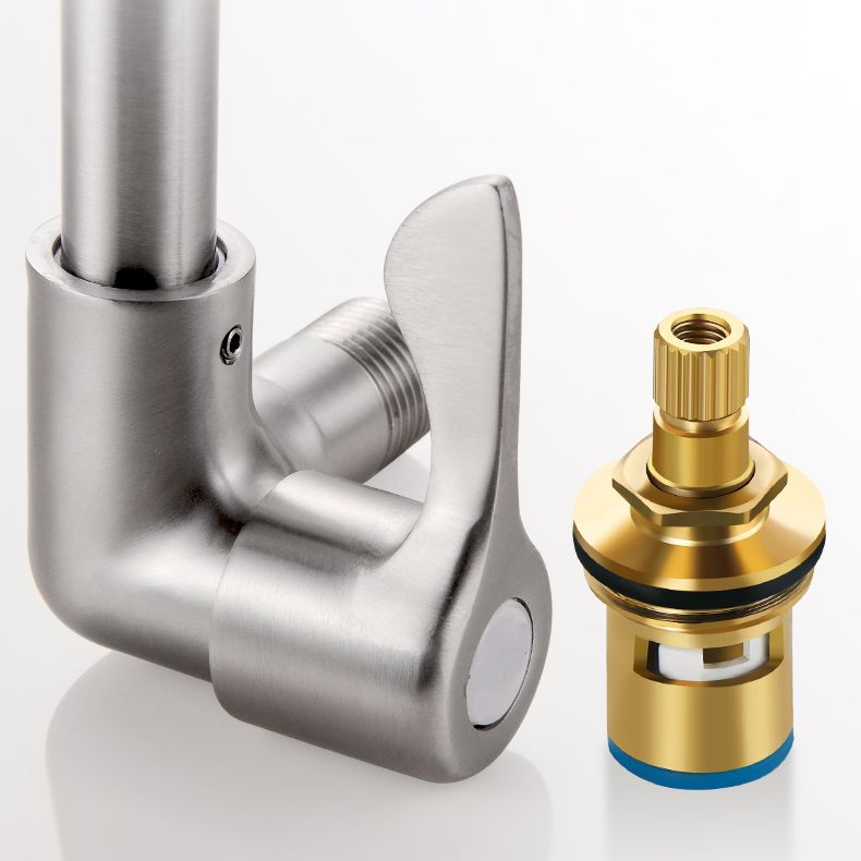 BowLift | Modern Bridge Faucet 304 Stainless Steel Knob Handle Swivel Spout Wall Mounted Faucet