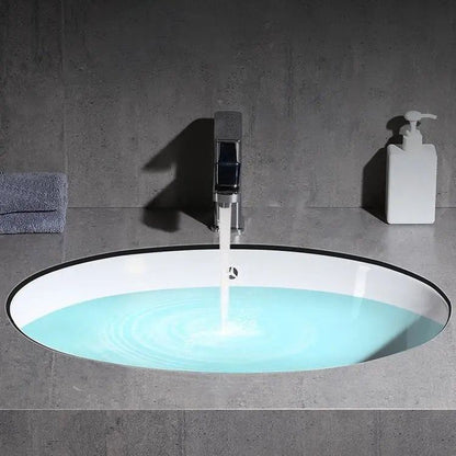 Kalsten | Modern Under-mount Sink Oval Porcelain with Pop-Up Drain Sink