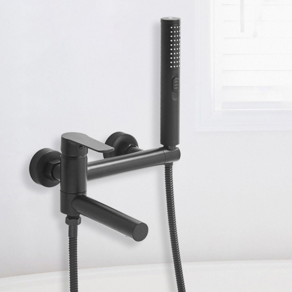 BowLift | Swivel spout bathtub faucet single lever handle hand shower bathtub filling valve with shower hose