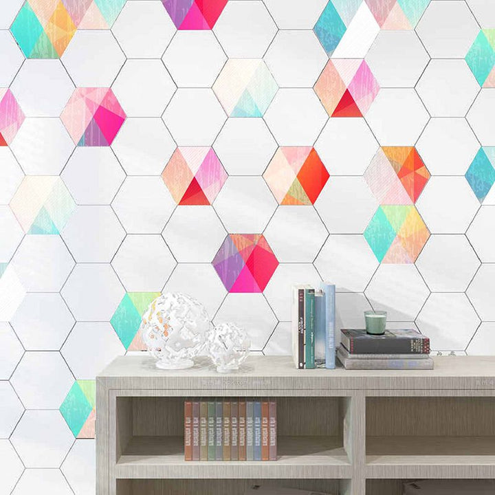 Kalsten | Plastic Mosaic Tile Wallpaper Hexagonal for Stick-On and Removable Back Wall Tile