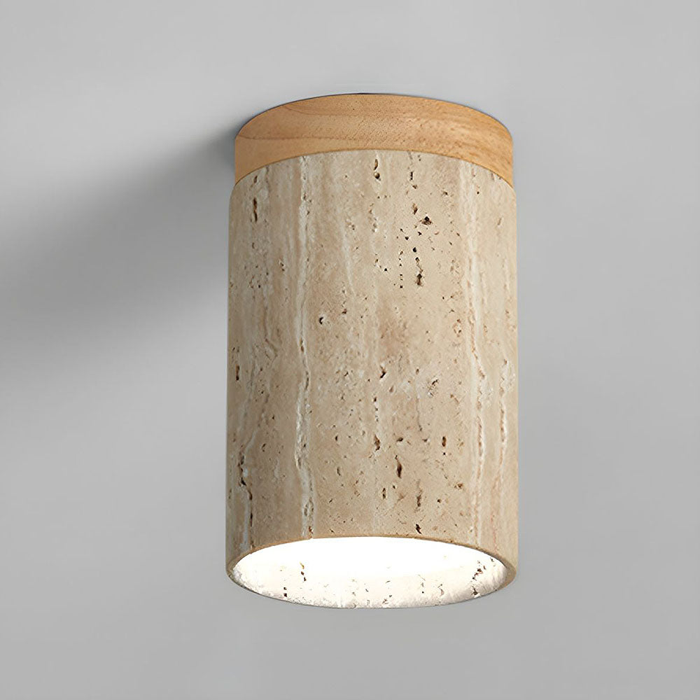 Wood Cylinder Flush Mount Ceiling Lamp Kalsten