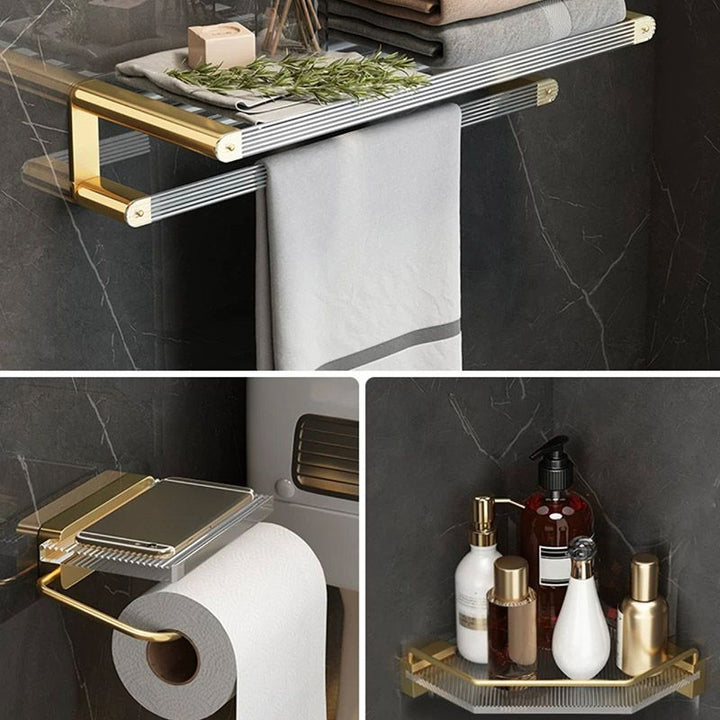Kalsten | Modern Bathroom Accessory Set Bathroom Shelf Gold Towel Holder Bathroom Hardware Set