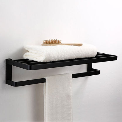 BowLift | Black Bathroom Accessories Hardware Set with Towel Rail and Bath Shelf