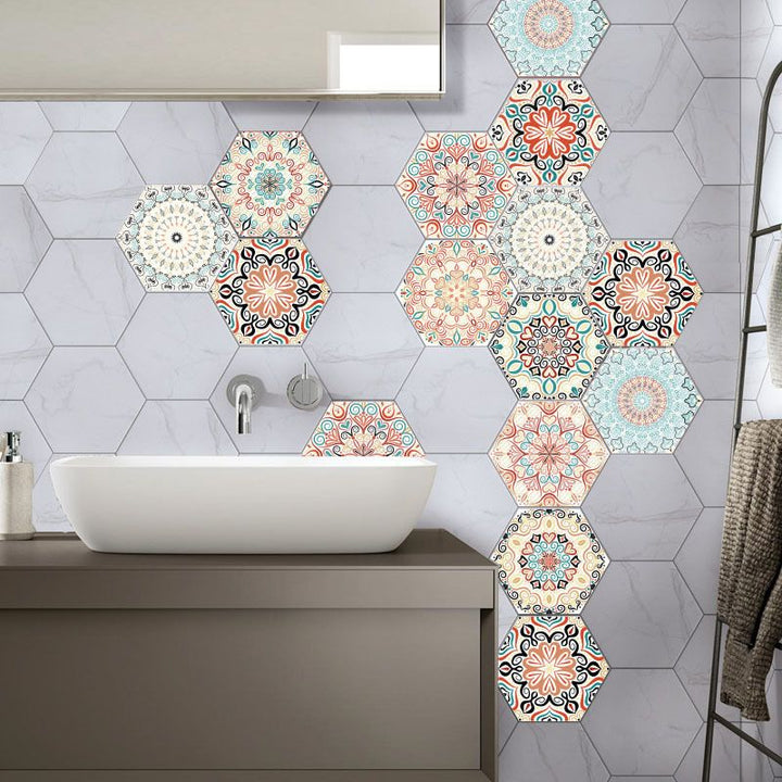 Kalsten | Plastic Mosaic Tile Wallpaper Hexagonal for Stick-On and Removable Back Wall Tile