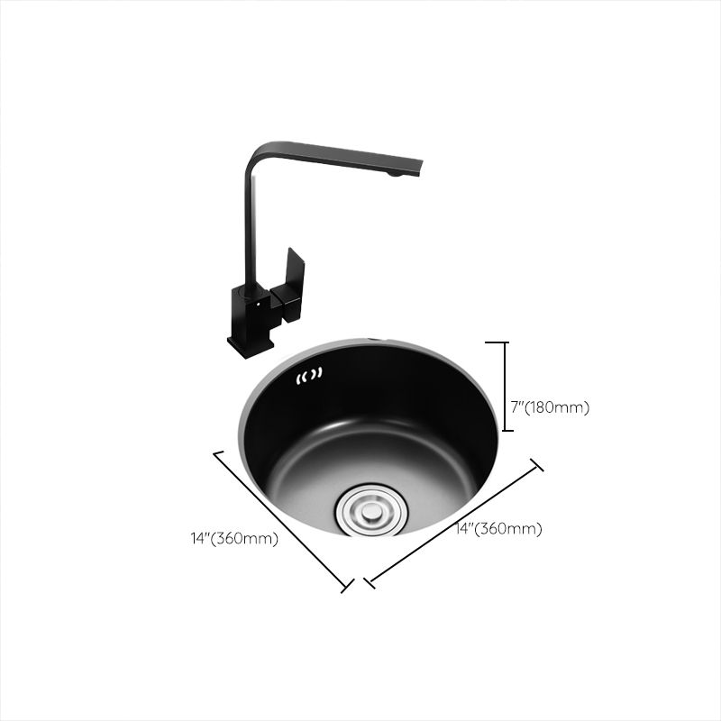 Kalsten | Single Bowl Kitchen Sink Round Stainless Steel Sink with Drain Strainer Kits