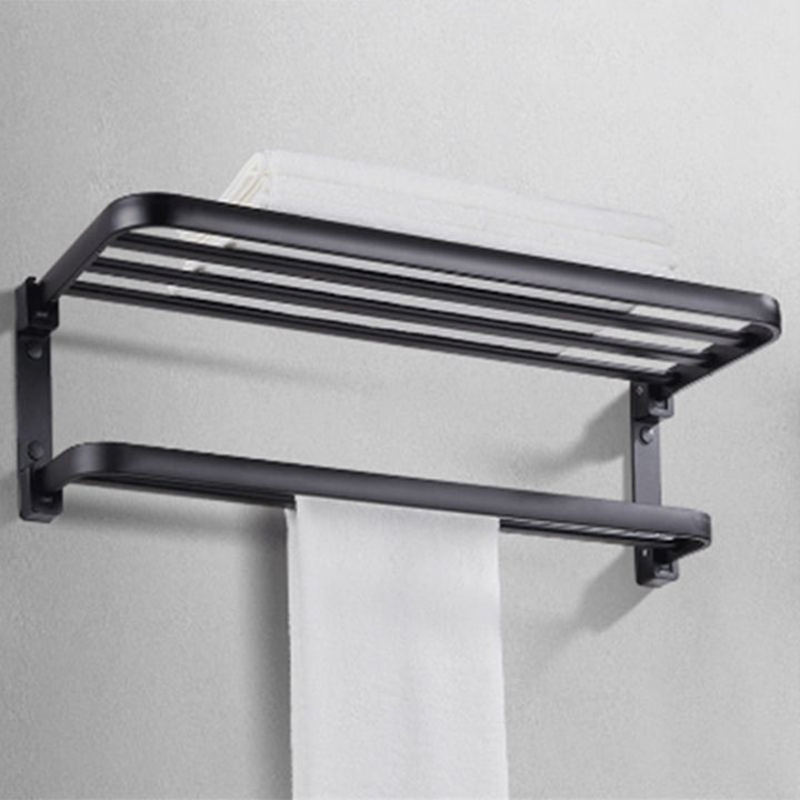 Kalsten | Modern Bathroom Accessory Set Matte Black/Grey Bathroom Shelf/Towel Holder & Paper Holder