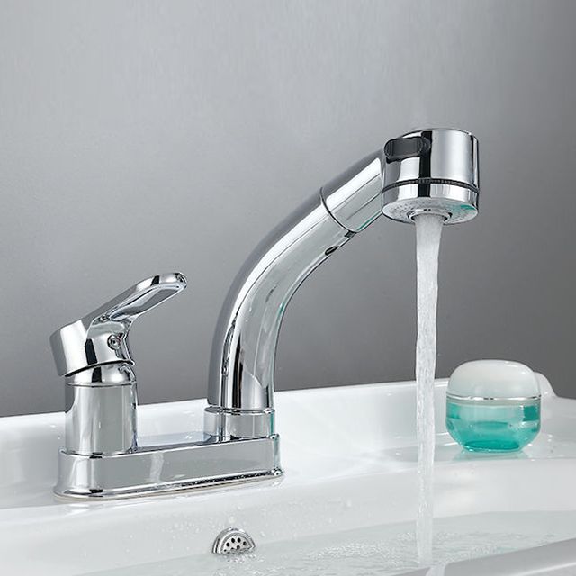 Kalsten | Modern Style Sink Faucet Copper Handle Low Arc Pull-Out Sink Faucet