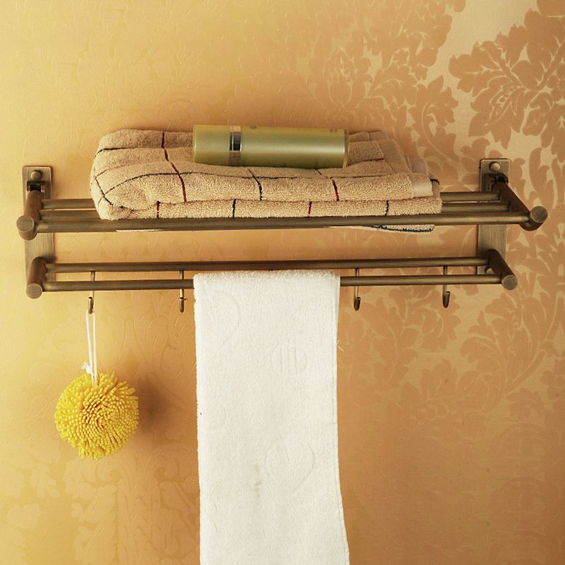 Kalsten | Worn Brass Traditional Bathroom Set with Bath Shelf/Paper Holder & Towel Bar