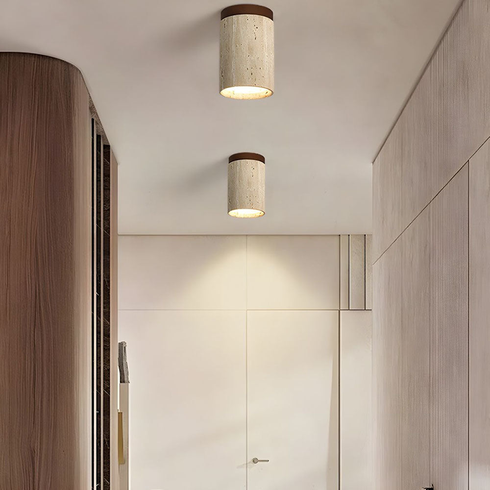 Wood Cylinder Flush Mount Ceiling Lamp Kalsten