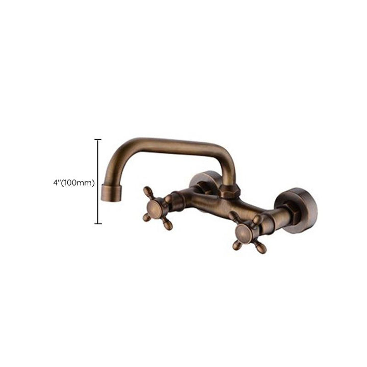 Kalsten | Industrial Bathtub Outlet Trim Wall Mounted Full Copper Dual Cross Handle Low Arc Bathtub Faucet