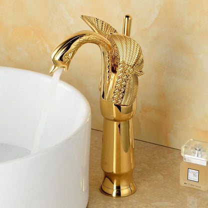 Solid brass bathroom basin faucet, hot and cold single lever