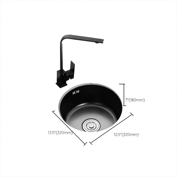 Kalsten | Single Bowl Kitchen Sink Round Stainless Steel Sink with Drain Strainer Kits