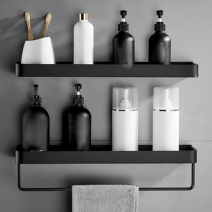 Kalsten | Matt Black Bathroom Set Modern 1/2 - Piece Stainless Steel Bath Rack