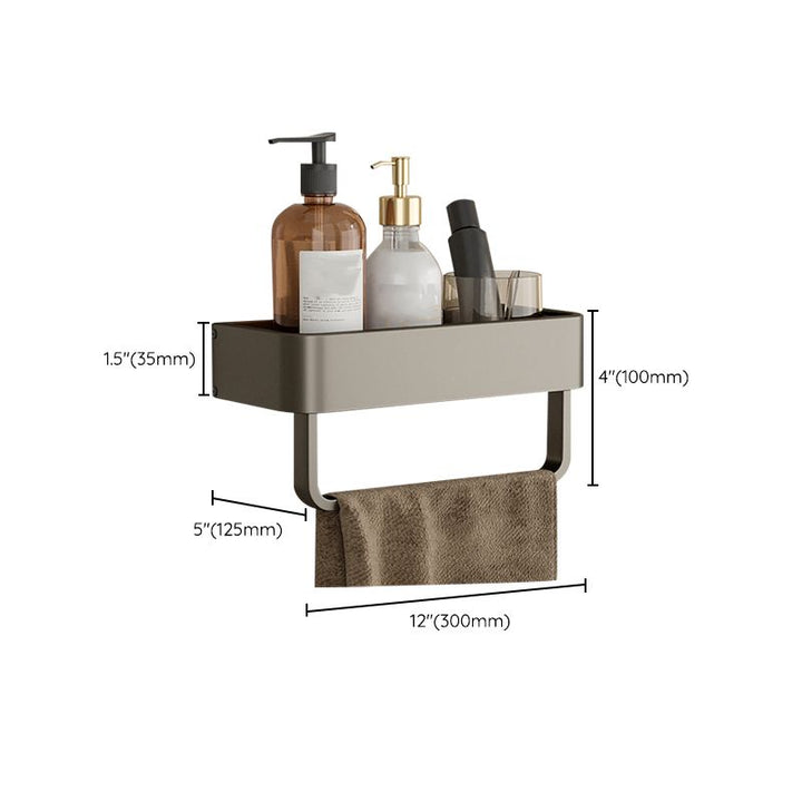 Kalsten | Contemporary Aluminum Bathroom Accessory Set Gray Bath Shelf