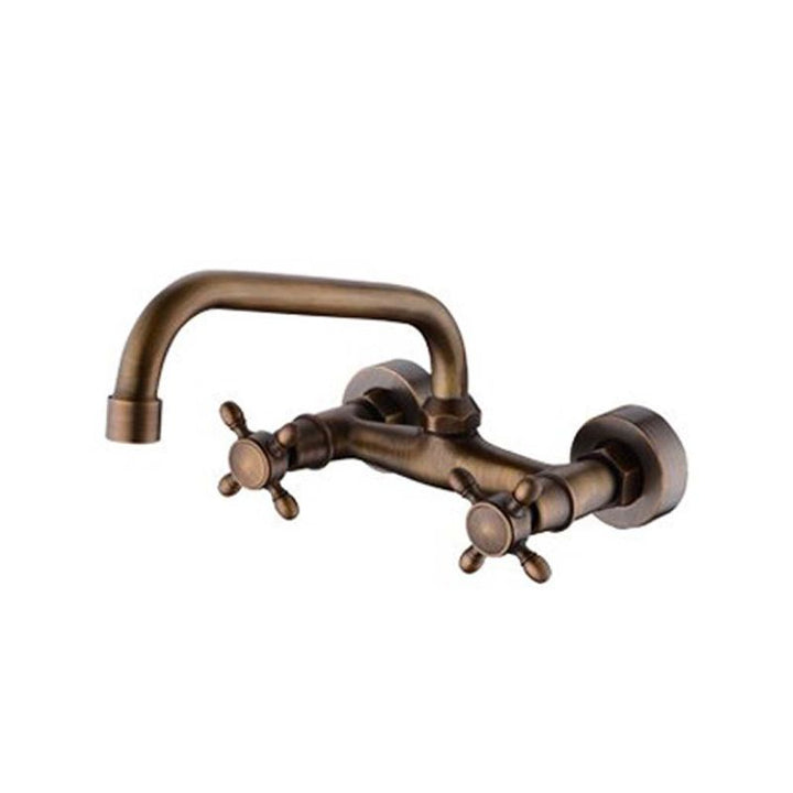 Kalsten | Industrial Bathtub Outlet Trim Wall Mounted Full Copper Dual Cross Handle Low Arc Bathtub Faucet