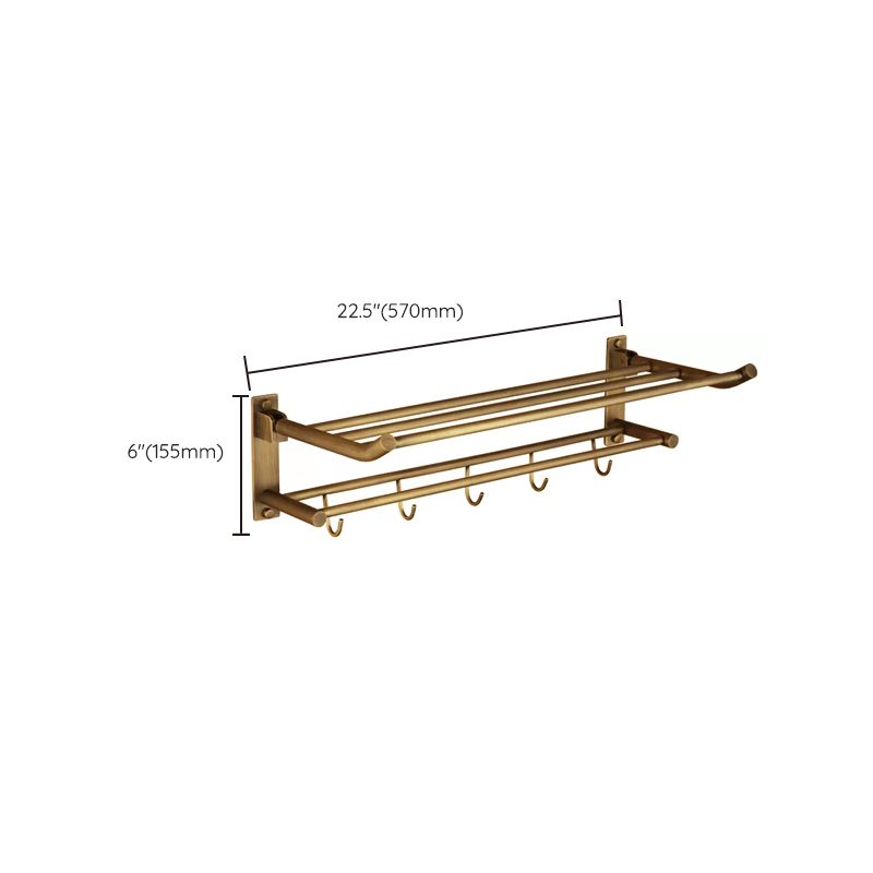 Kalsten | Worn Brass Traditional Bathroom Set with Bath Shelf/Paper Holder & Towel Bar