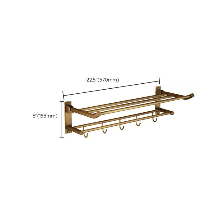 Kalsten | Worn Brass Traditional Bathroom Set with Bath Shelf/Paper Holder & Towel Bar