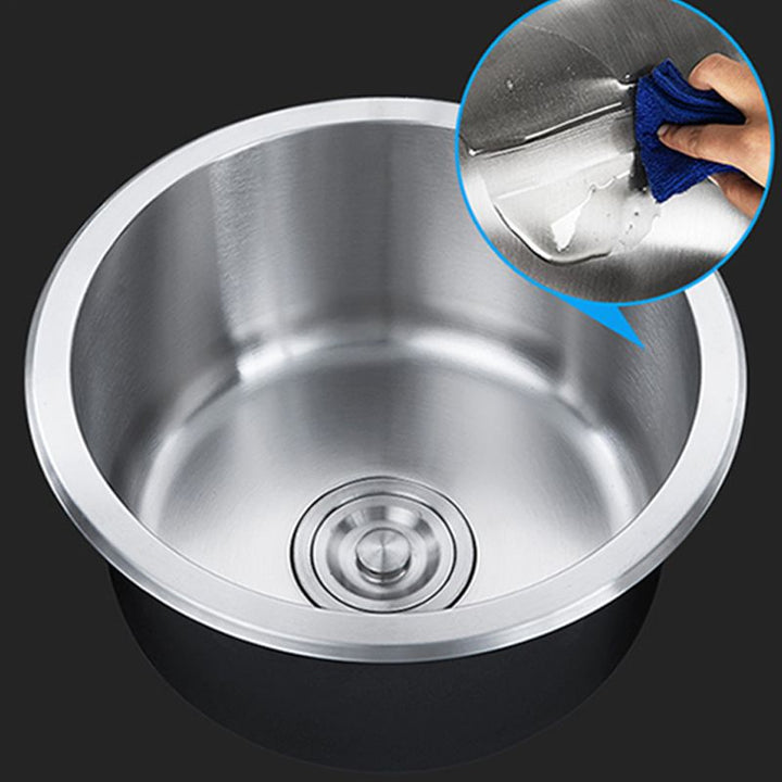 Kalsten | Contemporary Single Bowl Kitchen Sink Round Stainless Steel Sink with Drain Strainer Set