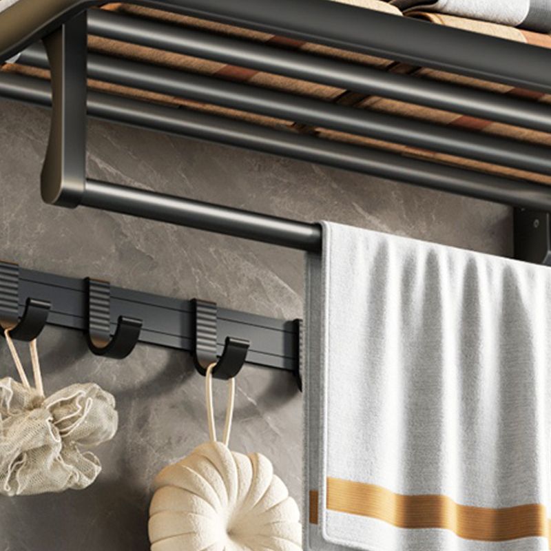 Kalsten | Contemporary bathroom accessory set with black finish and bath shelf/towel bar