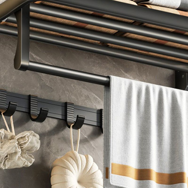 Kalsten | Contemporary bathroom accessory set with black finish and bath shelf/towel bar