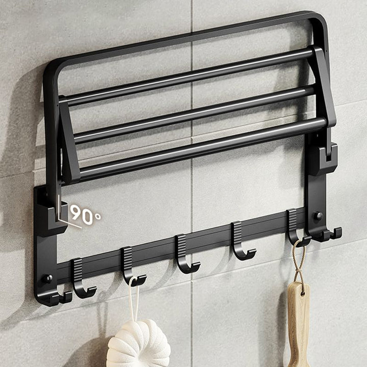 Kalsten | Contemporary bathroom accessory set with black finish and bath shelf/towel bar