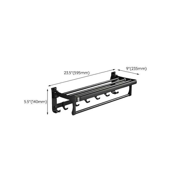 Kalsten | Contemporary bathroom accessory set with black finish and bath shelf/towel bar