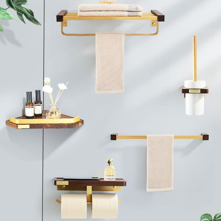 Kalsten | Modern Gold Bathroom Accessory Set Bathroom Shelf Paper Holder Bathroom Accessory Set