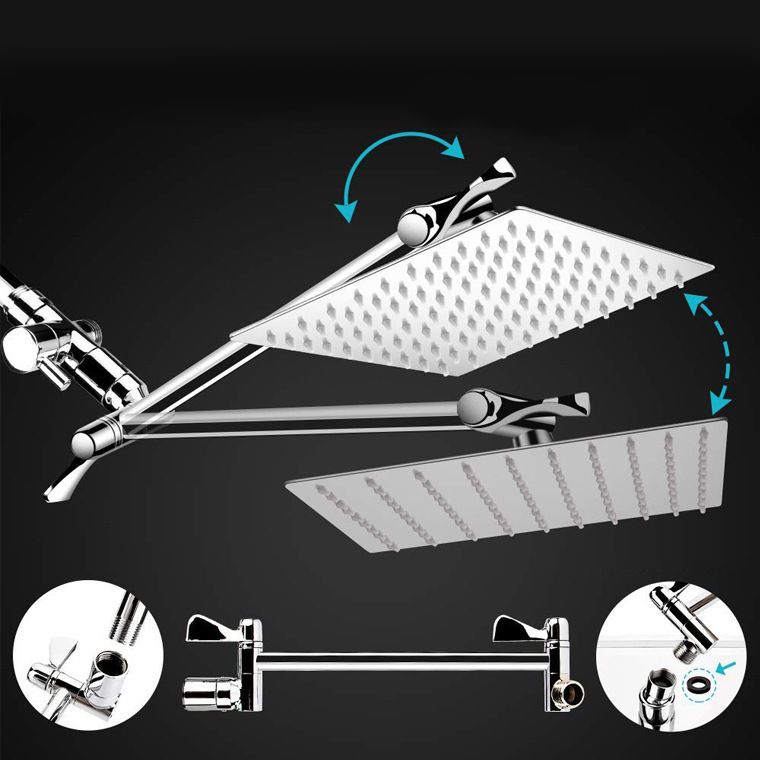 BowLift | Contemporary Dual Shower Head Square High Arc Shower Head Combination in Chrome