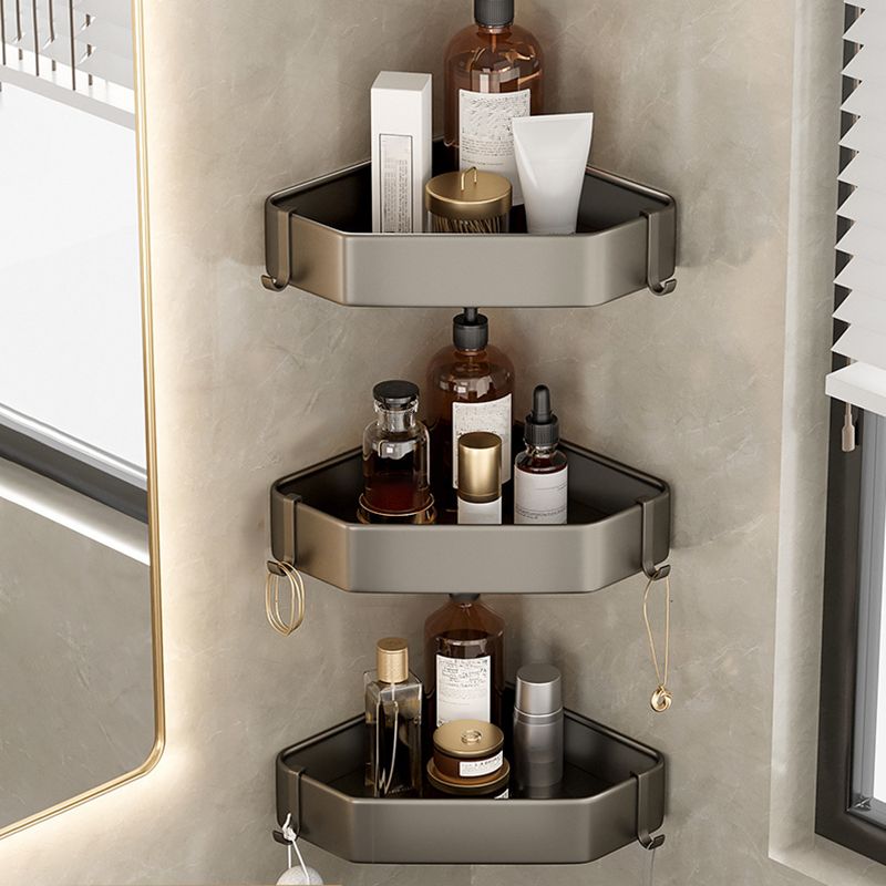 Kalsten | Contemporary Aluminum Bathroom Accessory Set Gray Bath Shelf
