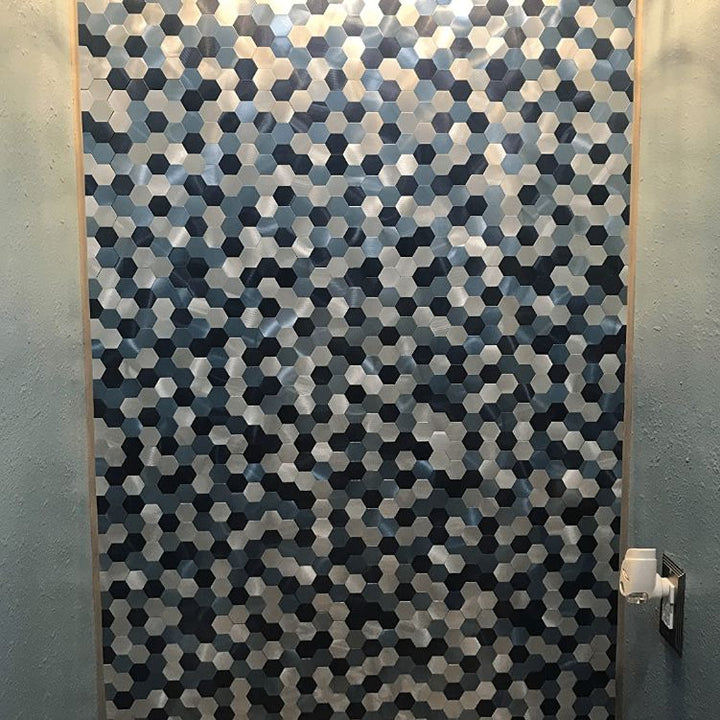 Kalsten | Modern Tile-Peel & Stick Metal Mosaic Tile Hexagon Peel & Stick Subway Tile