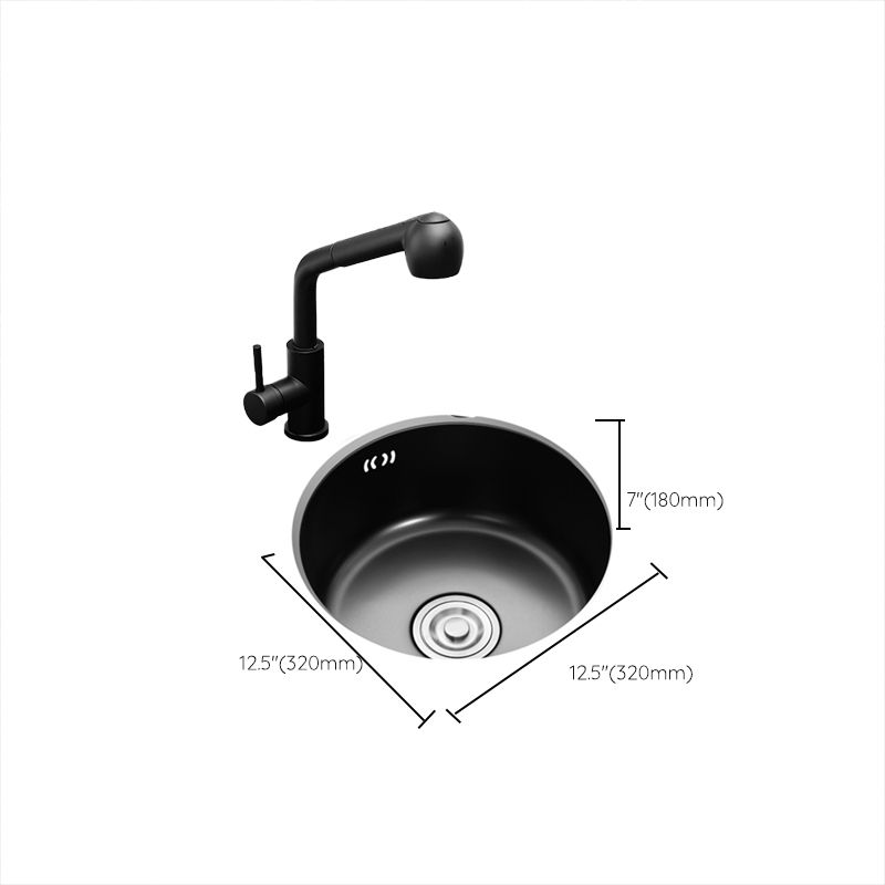 Kalsten | Single Bowl Kitchen Sink Round Stainless Steel Sink with Drain Strainer Kits